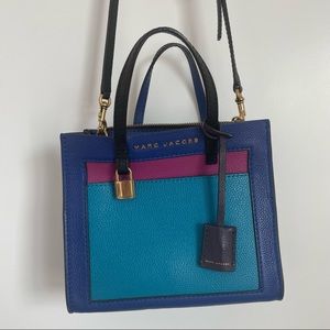 Marc Jacobs The Mini Boho Grind Crossbody Bag In Blue Sea Cow Leather